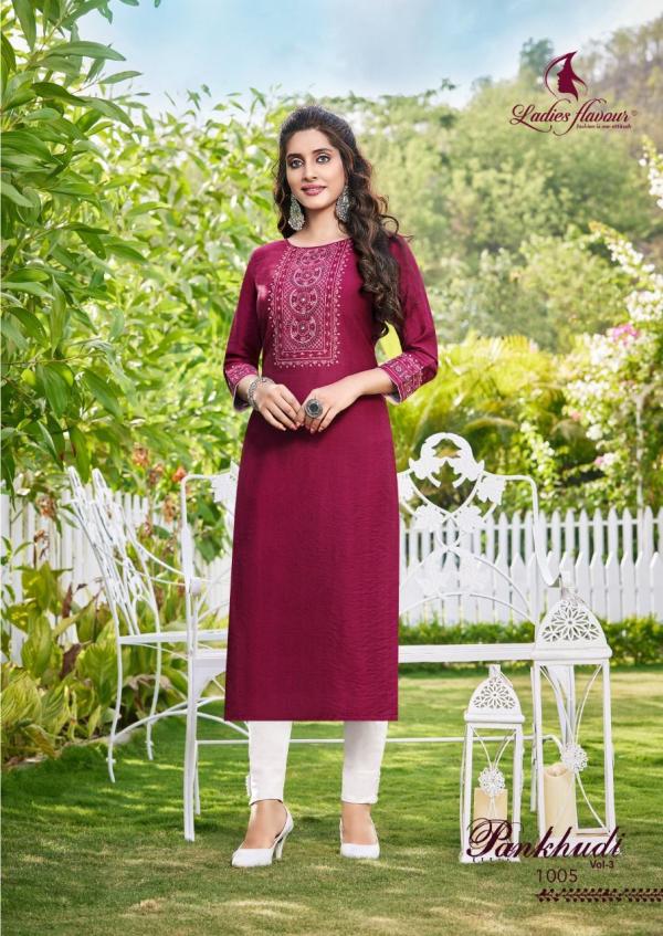 Ladies Flavour Pankhudi 3 Viscose Embroidery Kurti Collection